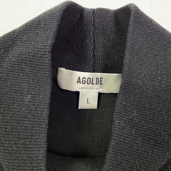 AGOLDE Black Ribbed Mock Neck Tee - Picture 4 of 5